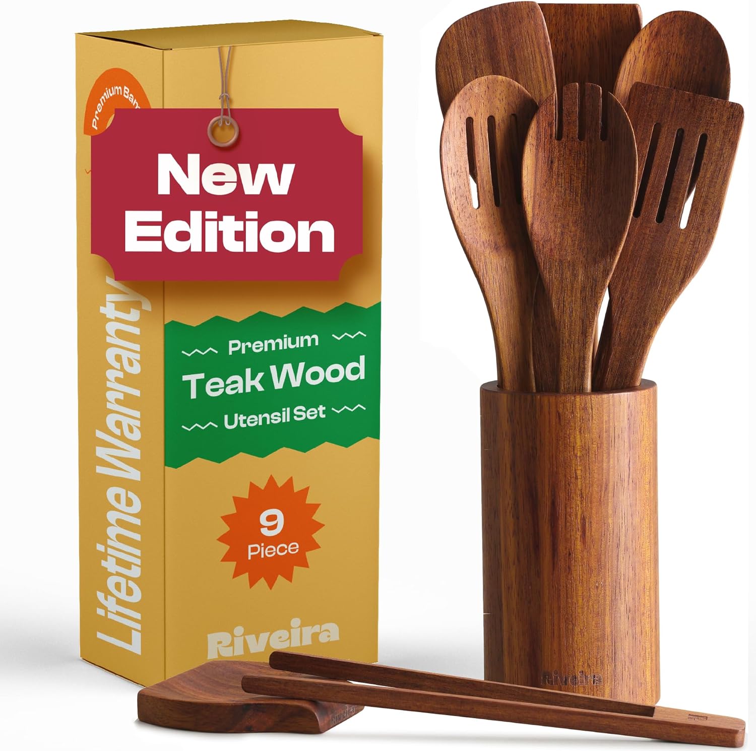 Premium Teak Wooden Cooking Utensils Set of 9 for Every Kitchen