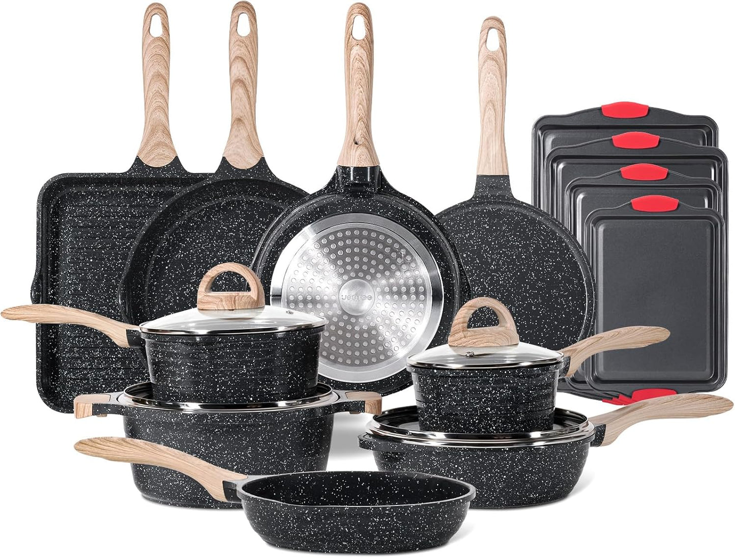JEETEE 36Pcs Non Stick Cookware Set for Healthy Cooking