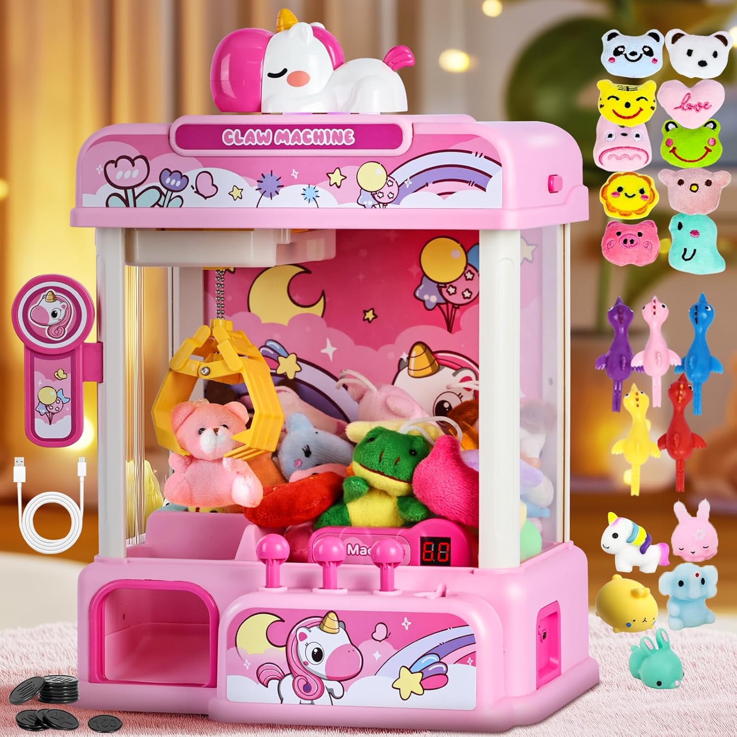 CWLAKON Mini Claw Machine for Kids with 20 Fun Toys Included