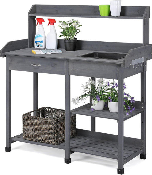 Yaheetech Outdoor Potting Bench Table for Garden Workstation