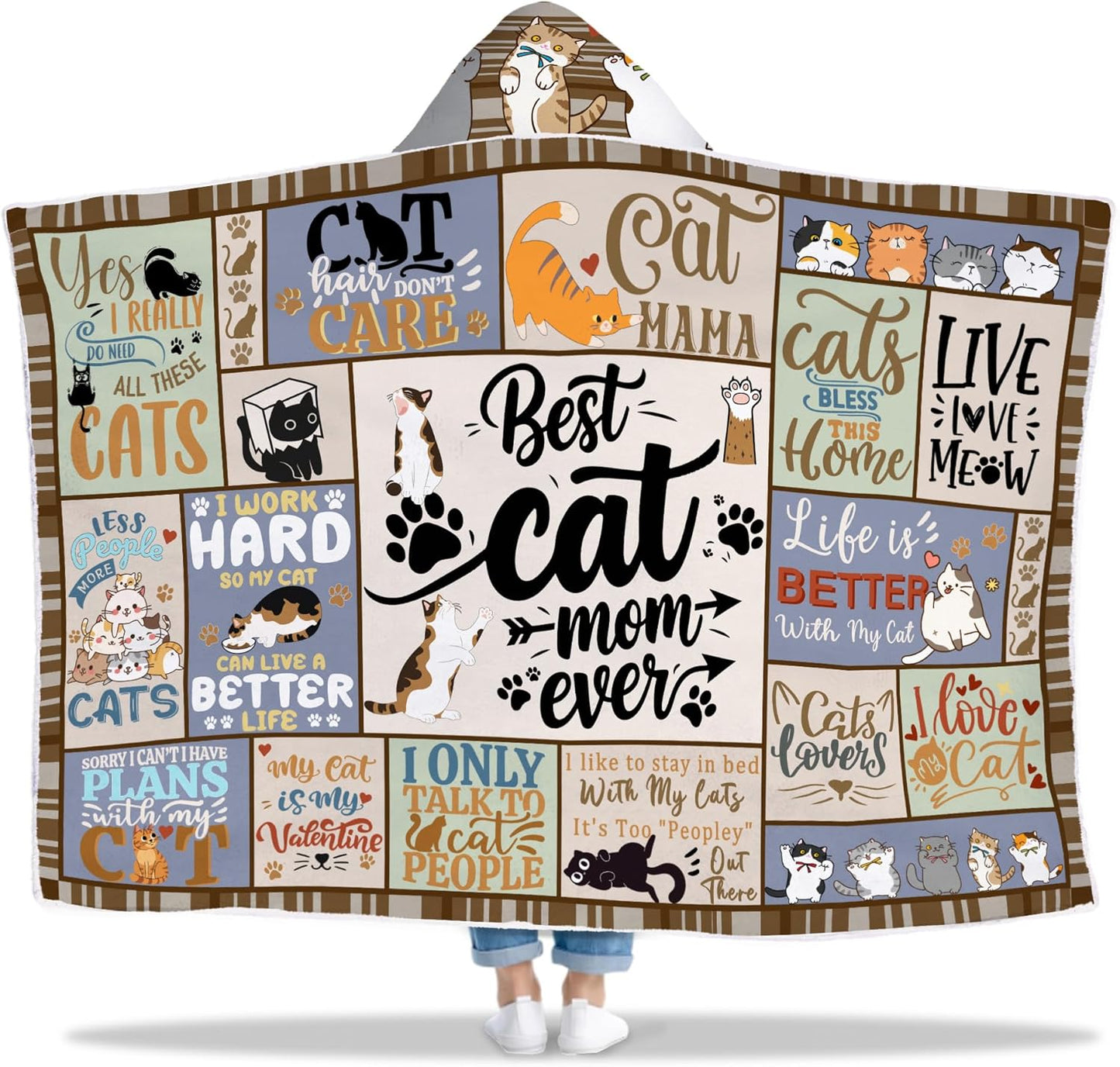 Cozy Cat Mom Hooded Blanket - Perfect Gift!