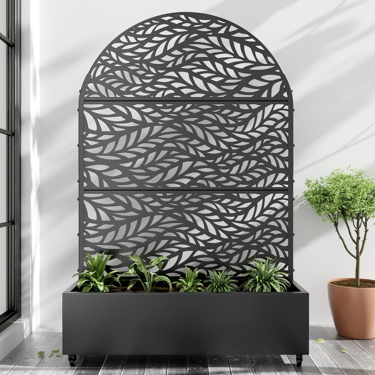 Casaphoria Metal Raised Garden Bed with Trellis and Wheels