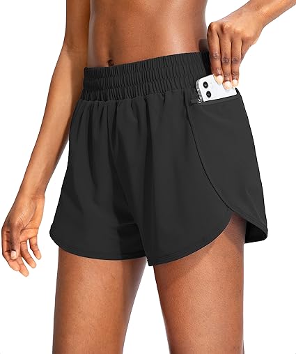Soothfeel Womens Running Shorts with Zipper Pockets for Gym