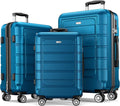 Sea Blue 3PCS Expandable Luggage Set - Durable PC+ABS Hardshell