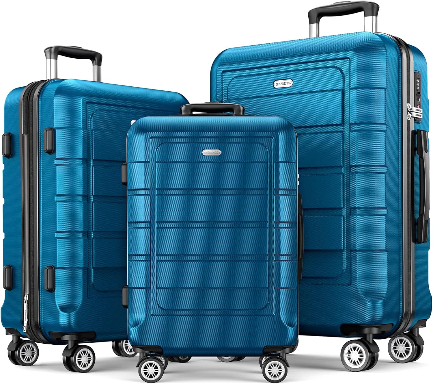 SHOWKOO Luggage Sets Expandable PC+ABS Durable Suitcase 3PCS