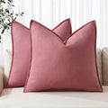 MIULEE Decorative Linen Euro Sham Pillow Covers 24x24 Cranberry Red