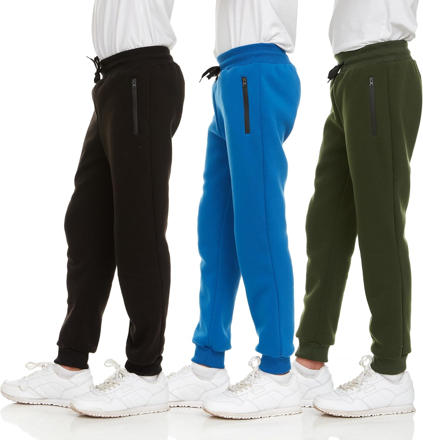 Boys Sweatpants Fleece Athletic Joggers with Zipper Pocket