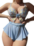 Dlsave Lace Floral Teddy Bodysuit - Sexy V-Neck Lingerie