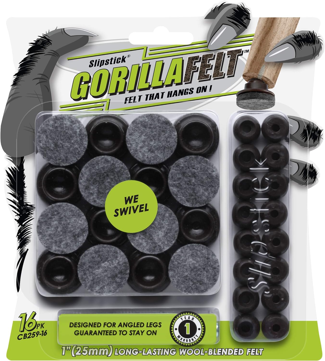 16 Pack Swivel Glide Felt Sliders - Protect Floors with Ease!