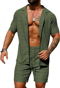 Men's 2 Piece Summer Beach Lace Set - Sheer Floral Short Set