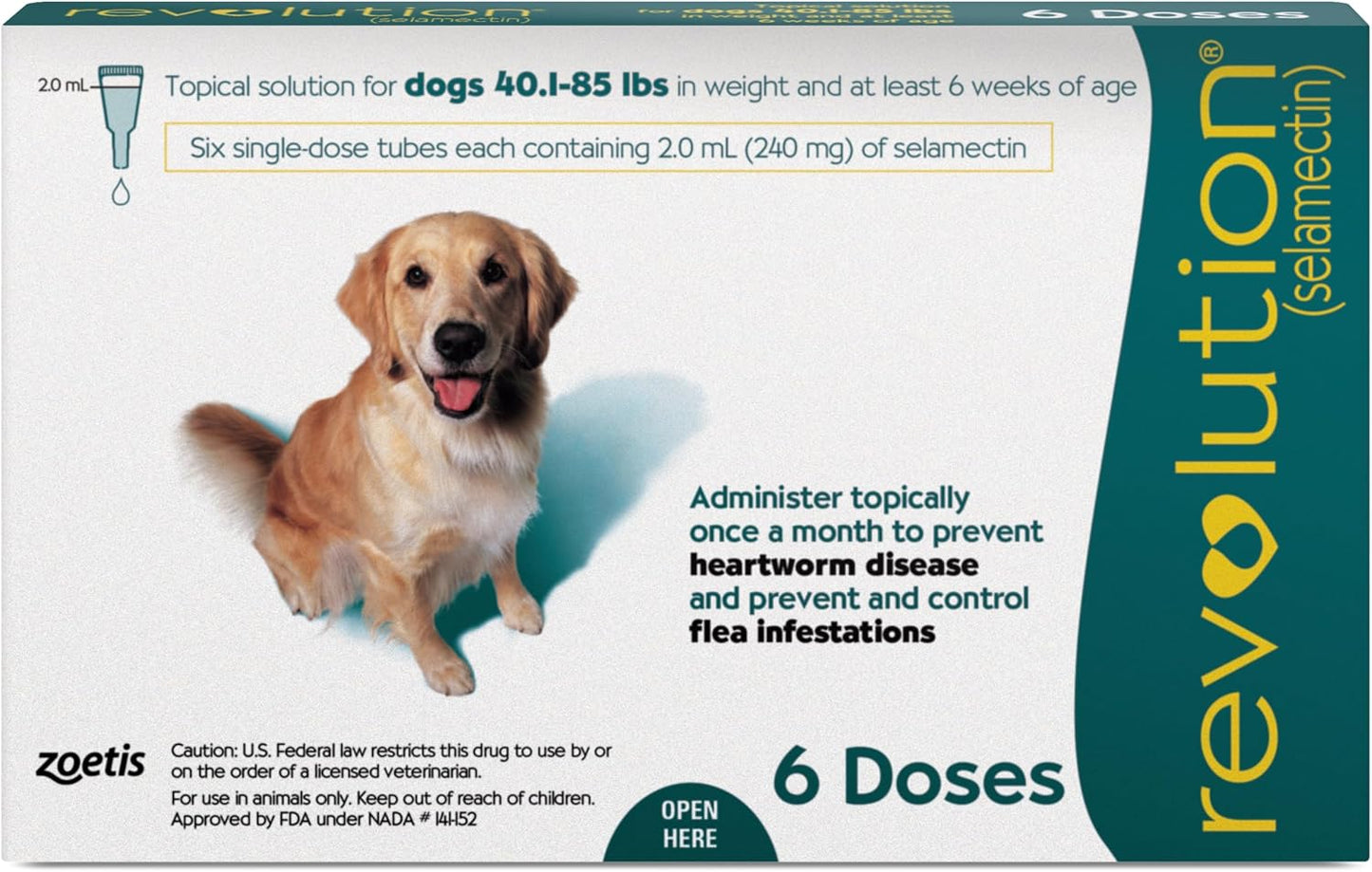 Revolution Topical Solution for Dogs 40.1-85 lbs 6 Tubes