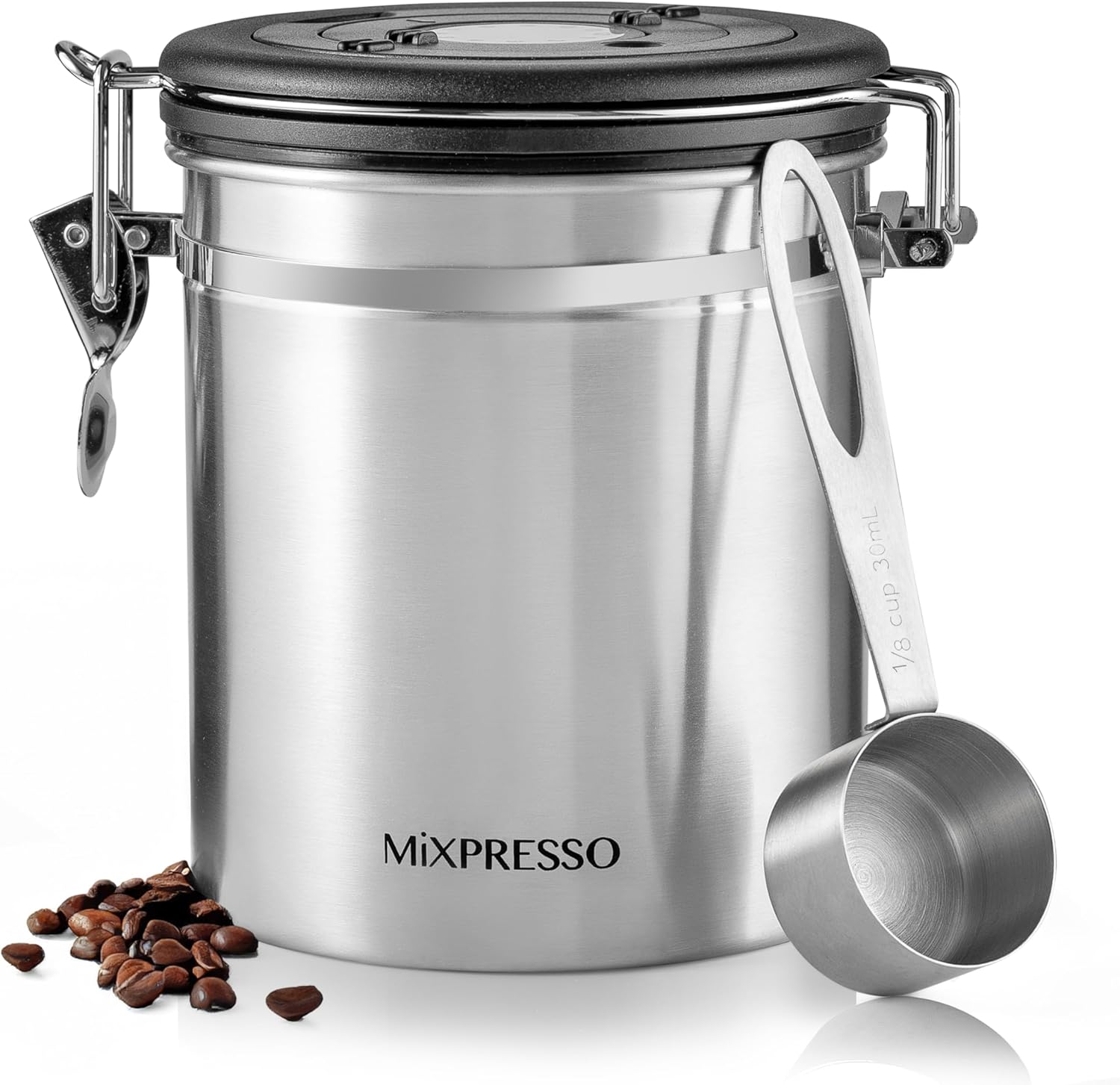 Mixpresso 16 Oz Stainless Steel Airtight Coffee Canister