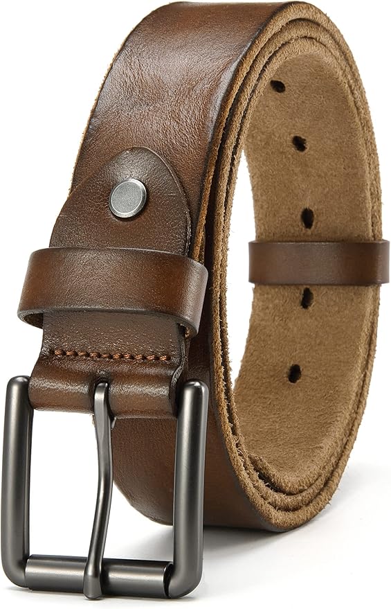 YOETEY Full Grain Leather Belt for Men - Casual 1 1/2in Style