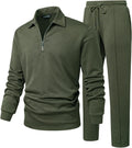 Men's 2 Piece Jacquard Tracksuit Polo & Joggers - Lightweight Set