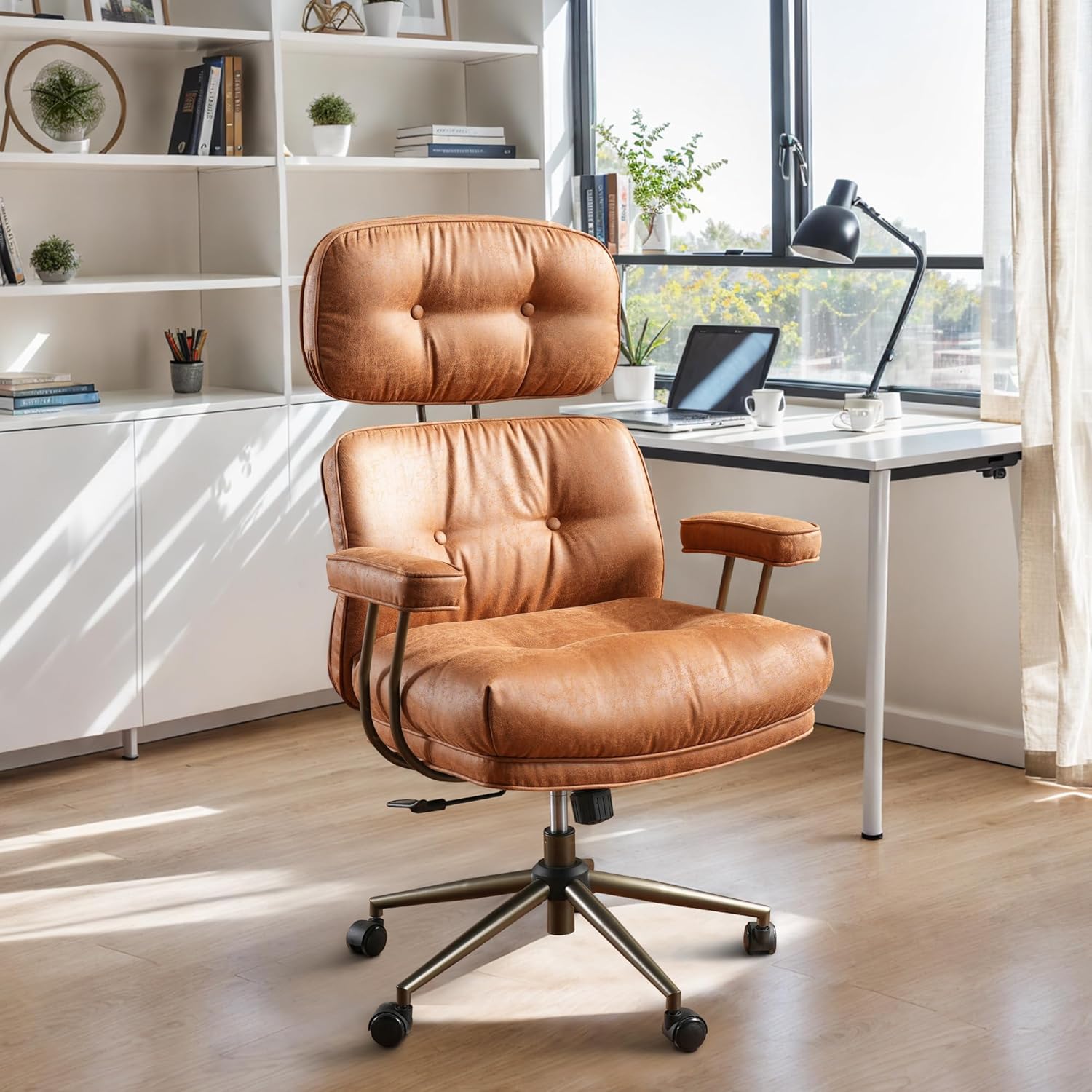 CAODOC Suede Executive Chair: 300lbs Capacity, Lumbar Support