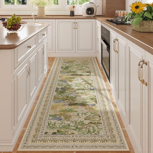 Impressionist-Style Vintage Kitchen Runner Rug for Every Room