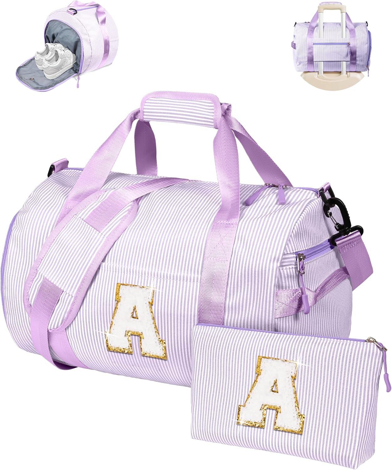 Personalized Gym Bag for Girls with Shoe Compartment and Pouch