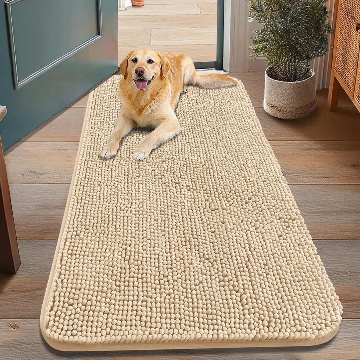 Smiry Dog Door Mat for Muddy Paws - Absorbent Chenille Mat