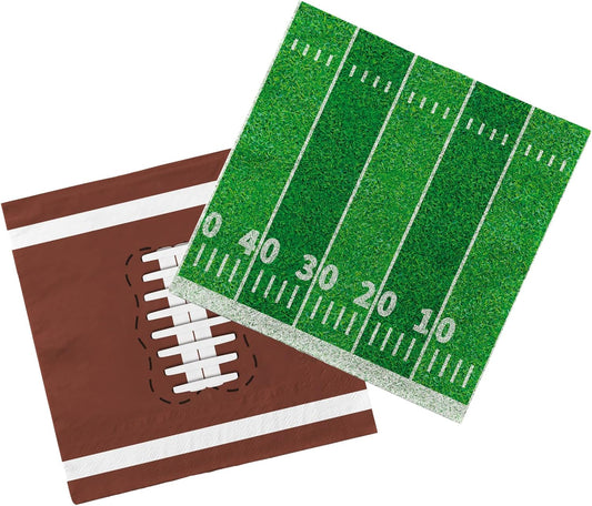 80 Pack Football Theme Cocktail Napkins - Perfect Tailgate Party Decor!