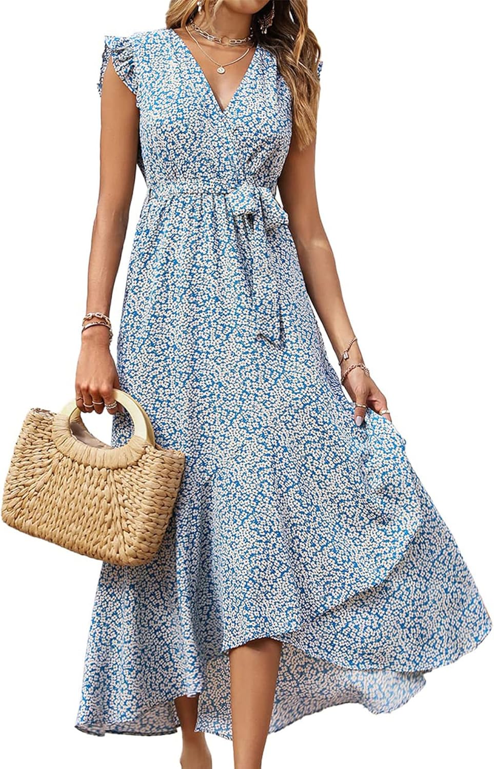 BTFBM Summer Floral Maxi Dress for Women - Perfect Vacation Wear