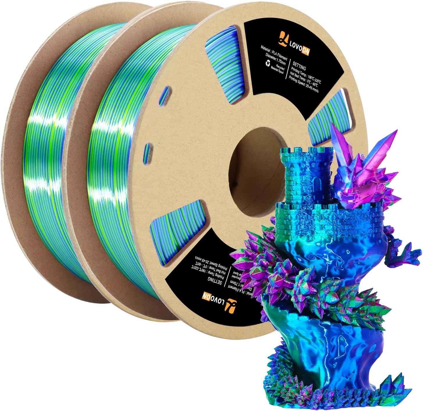 LOVOON Silk PLA 3D Printing Filament Bundle for Creative Projects