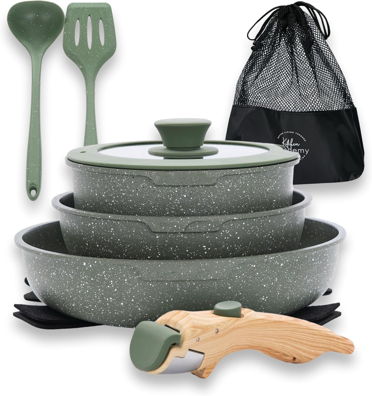 Detachable Handle Nonstick Cookware Set - RV & Oven Safe