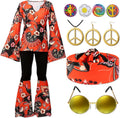 60s 70s Hippie Costume Set for Women - Full 17pc Retro Outfit