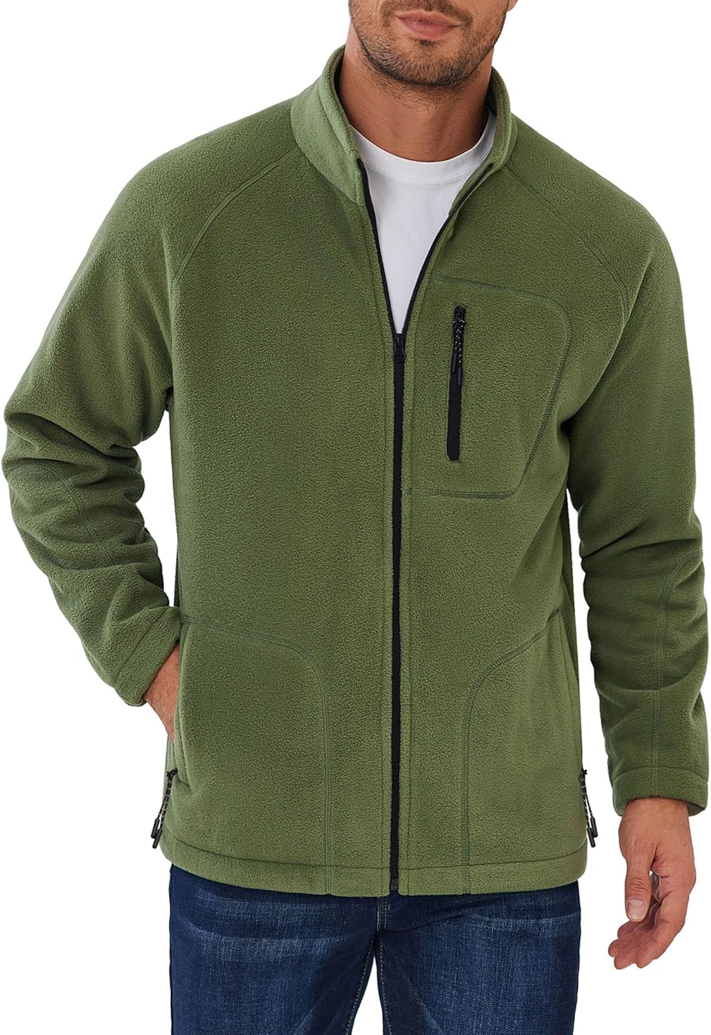 Men's Fleece Jackets Full Zip Lightweight Casual Outdoor Wear