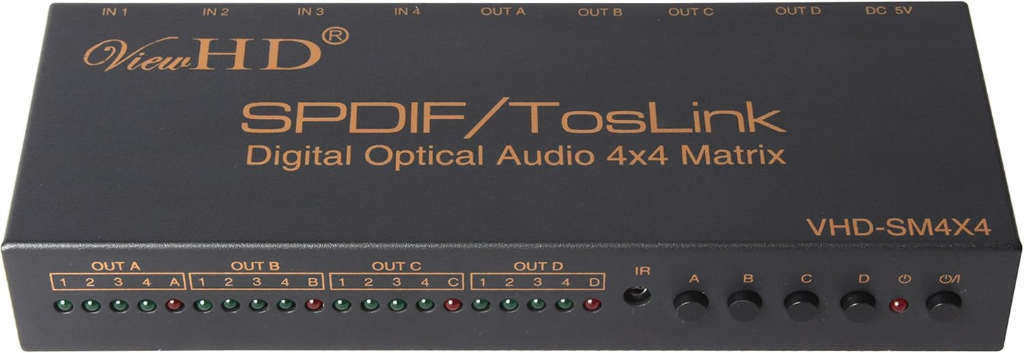 ViewHD SPDIF TOSLINK Optical Digital Audio 4x4 True Matrix
