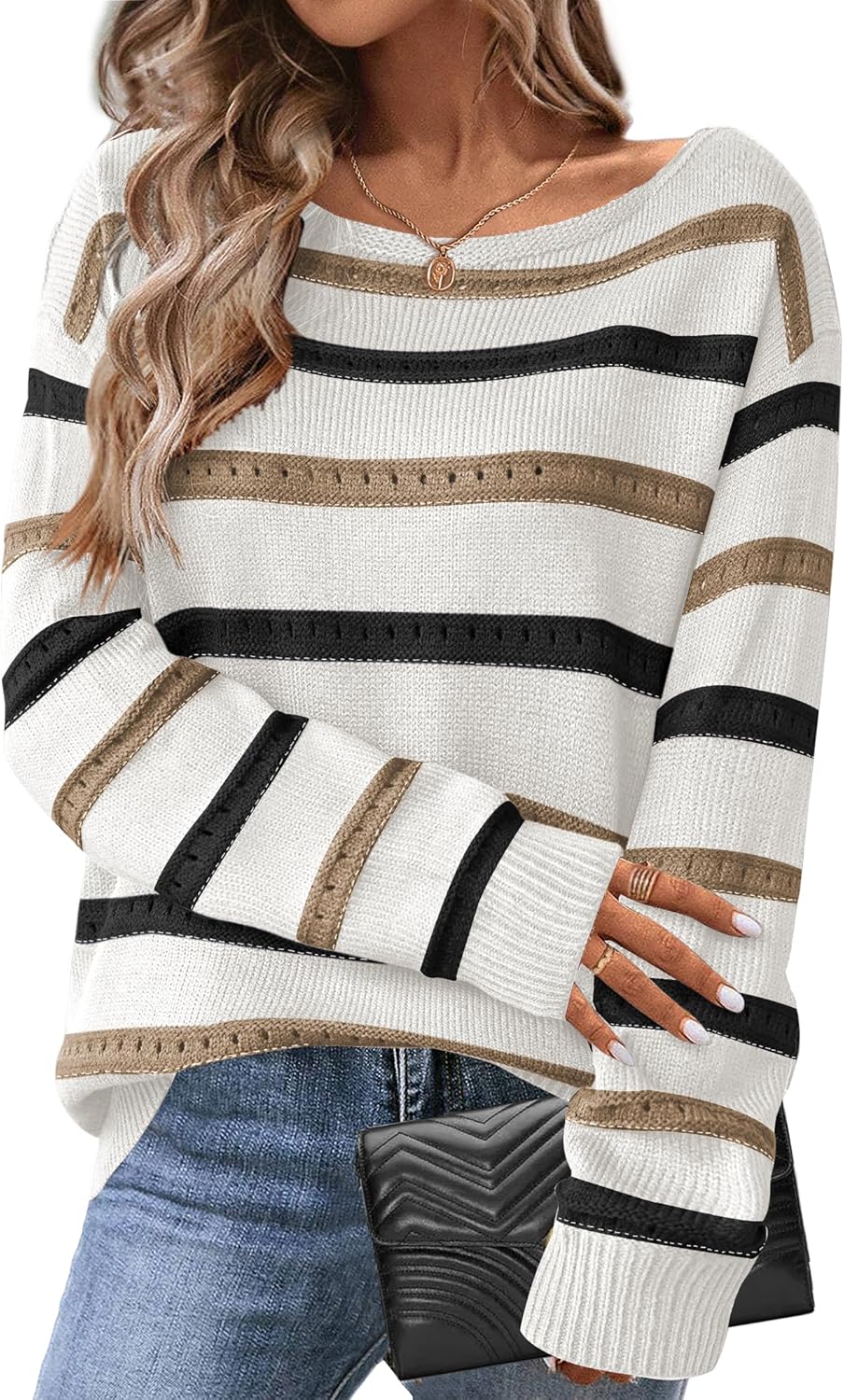 Zeagoo Womens Sweaters Cute Long Sleeve Off The Shoulder Tops