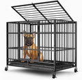 38in Heavy Duty Dog Crate for Small Dogs with Lockable Wheels
