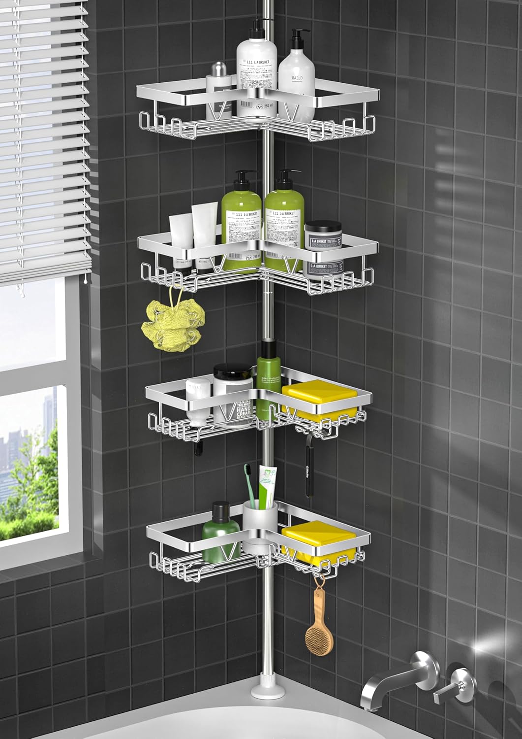 Shower Caddy Tension Pole for Efficient Bathroom Organization