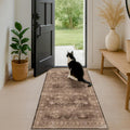 Brown 2x5 Entryway Runner Rugs - Washable Low-Pile Runner