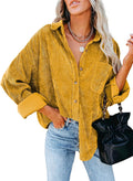 Dokotoo Womens Corduroy Button Down Shirt - Oversized Comfort It