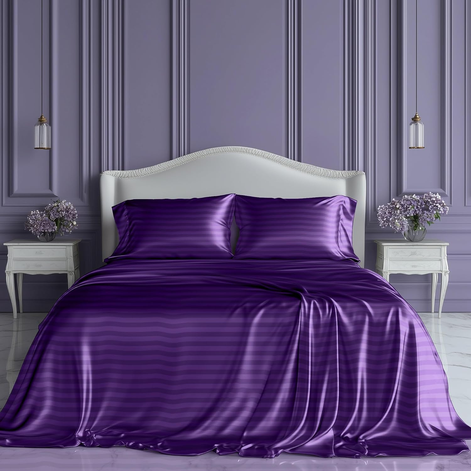 SLEEP SANCTUARY Satin Sheets King Size Luxury Bed Set