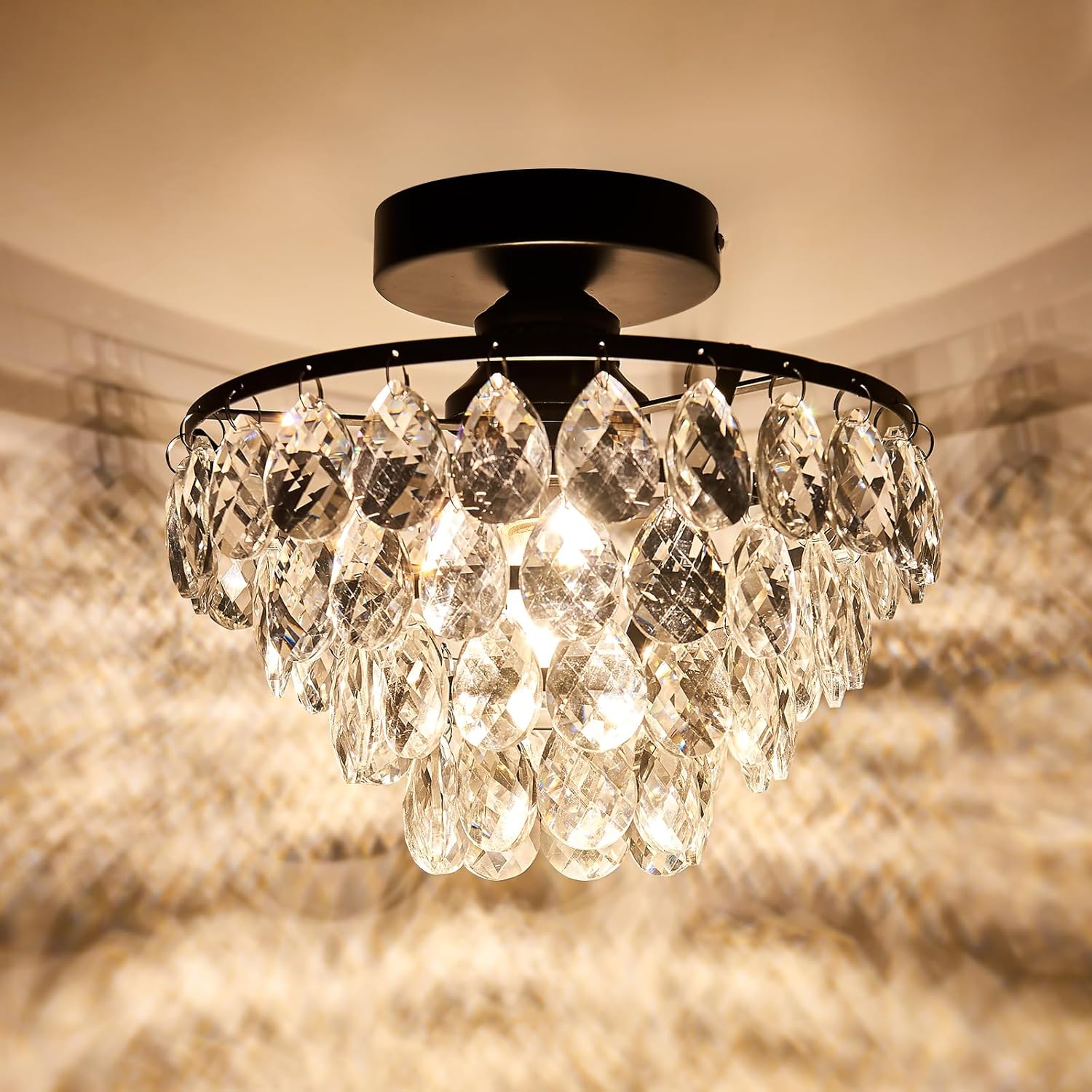 YYJLX Modern Small Crystal Ceiling Light Fixture for Any Room
