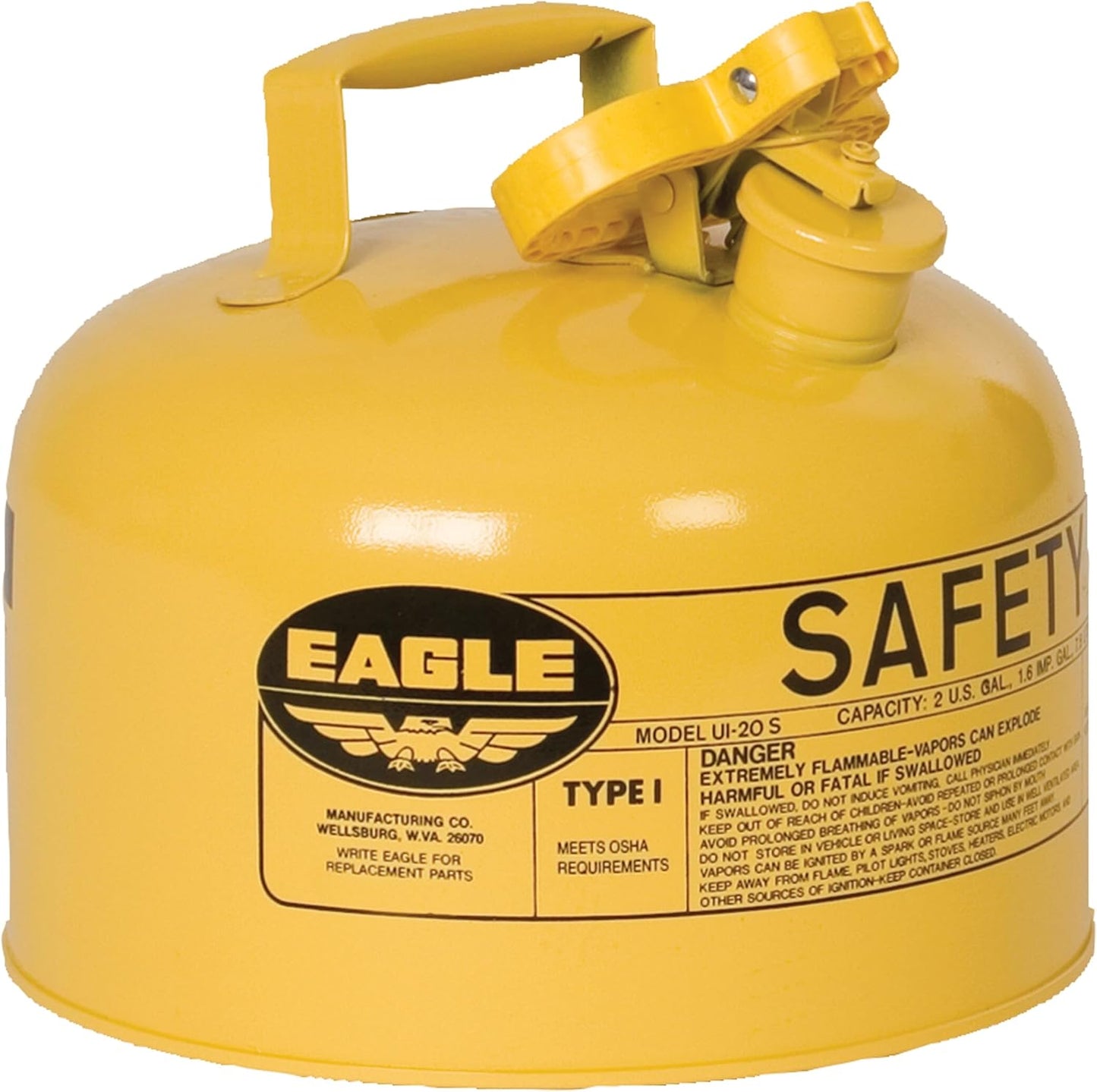 Eagle 2.5 Gallon Type I Yellow Safety Gas Can for Diesel Storage