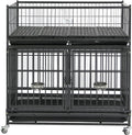 Homey Pet 43 in Metal Dog Whelping Box and Stackable Crate - Mobile