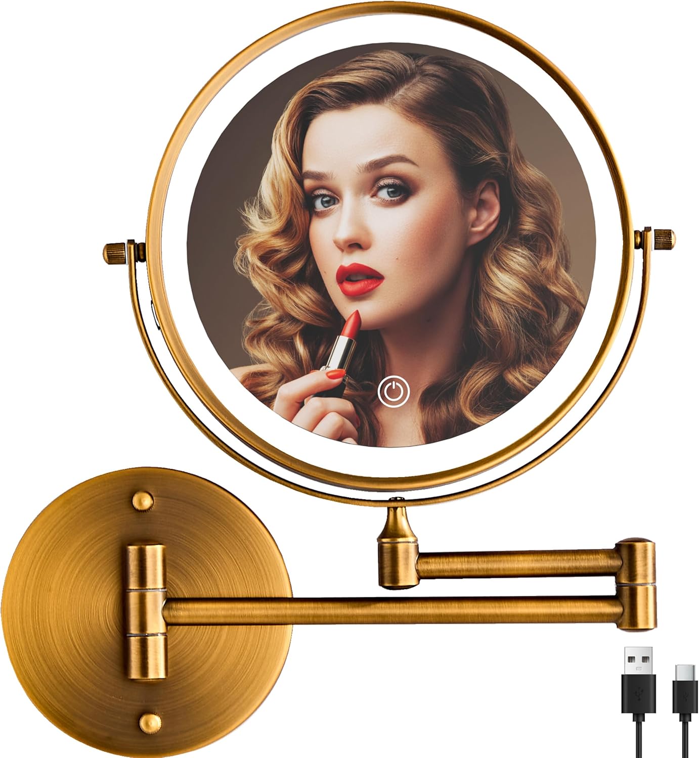 Rechargeable Wall Mounted Lighted Makeup Vanity Mirror 8 Inch
