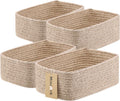 Small Woven Rope Storage Baskets 4-Pack - Mixed Brown 11.5x7.5x4.7
