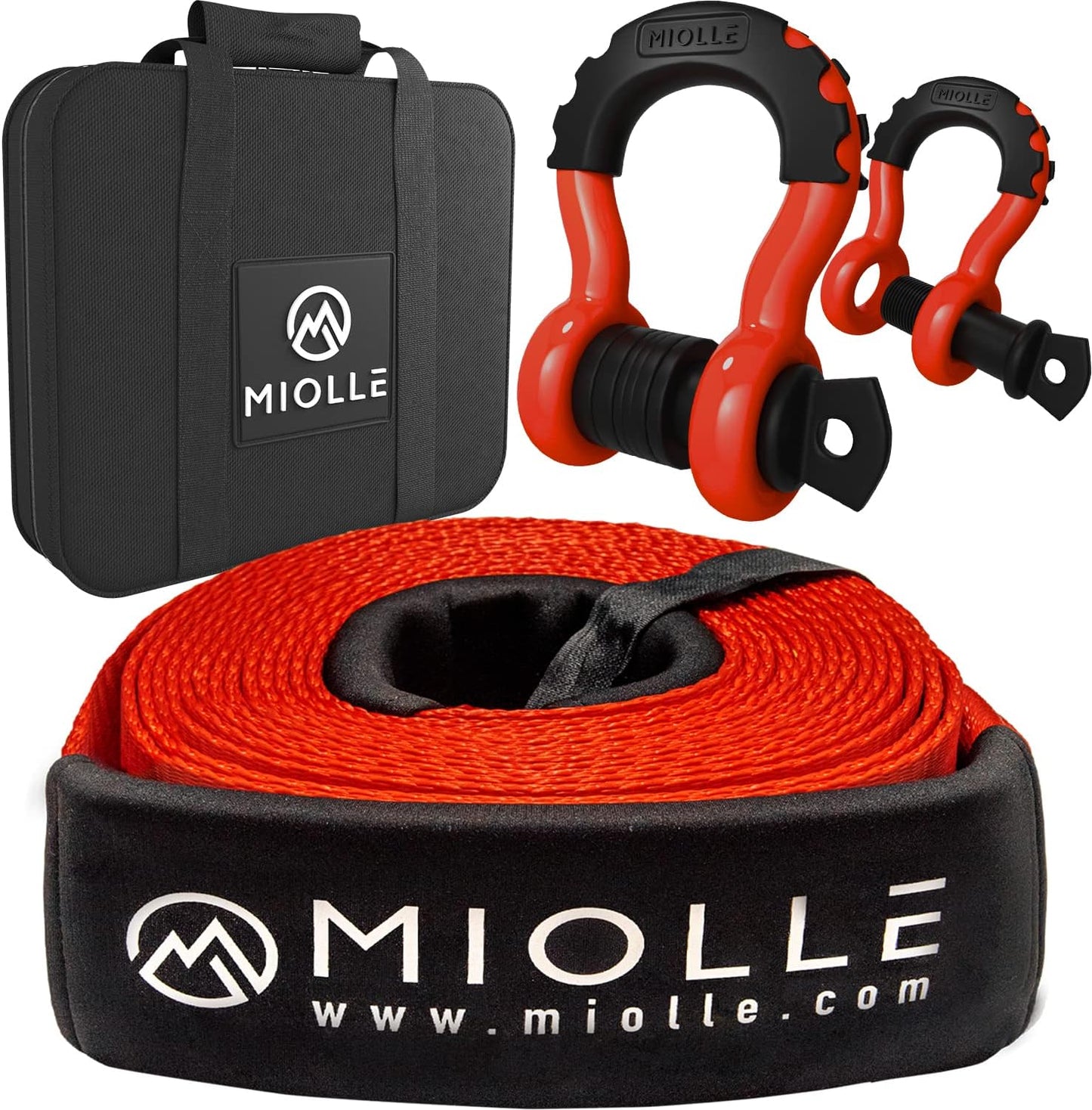 MiolleGear Tow Strap Recovery Kit - Durable 33400lbs MBS