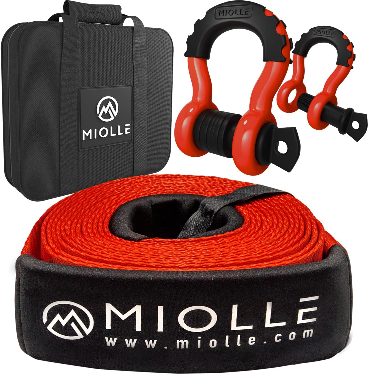 MiolleGear Tow Strap Recovery Kit - Durable 33400lbs MBS