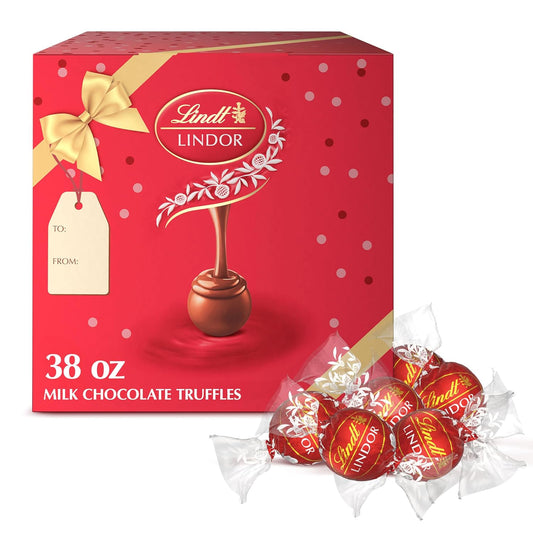 LINDOR Milk Chocolate Truffles Gift Box with 90 Count Treats
