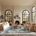 Washable 8x10 Area Rug Vintage Distressed Low-Pile - Easy Care