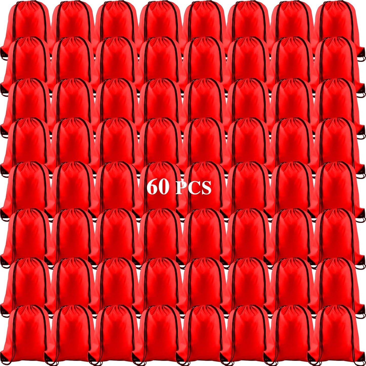 KUUQA 60Pcs Red Drawstring Backpack Bags for Sports and Travel
