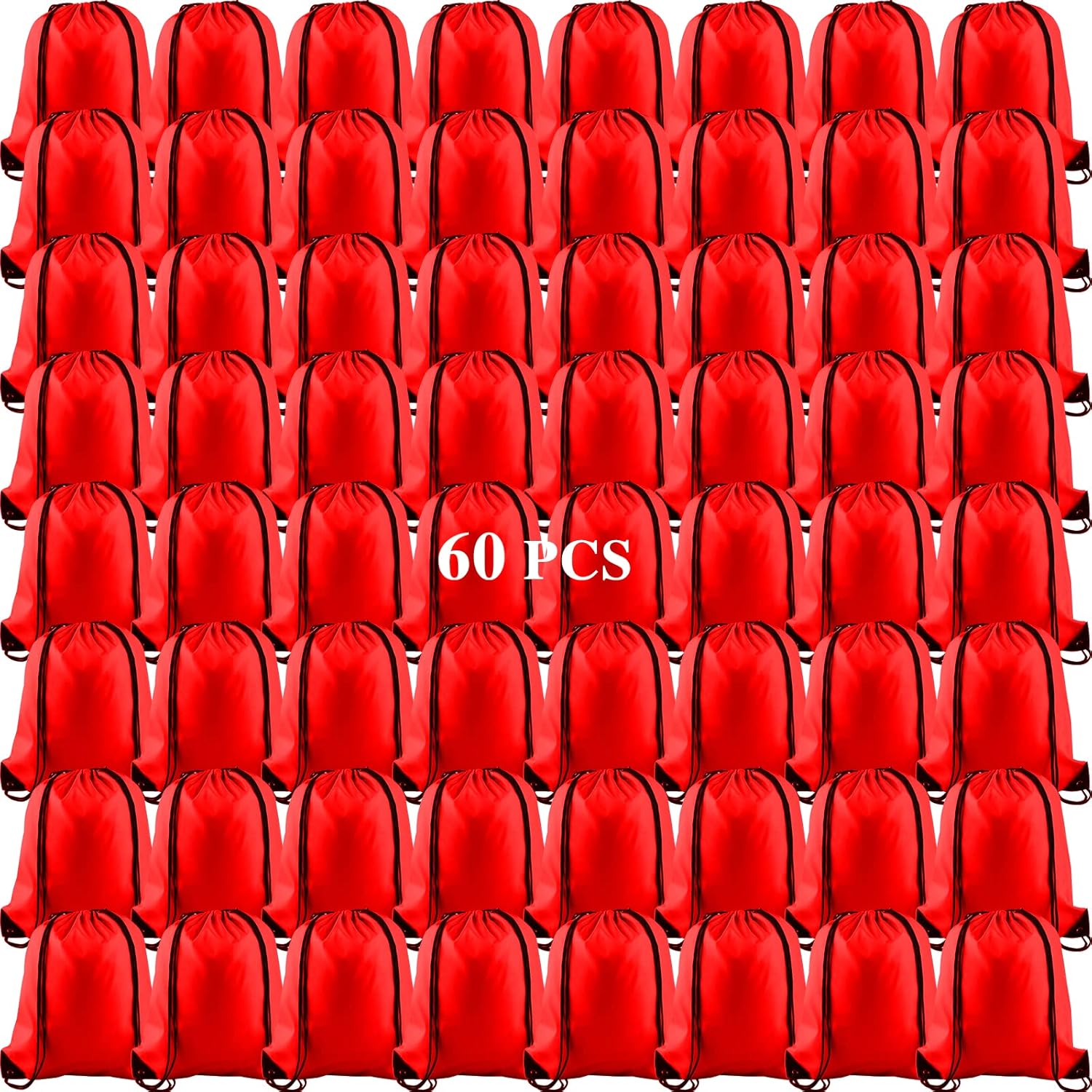 KUUQA 60Pcs Red Drawstring Backpack Bags for Sports and Travel