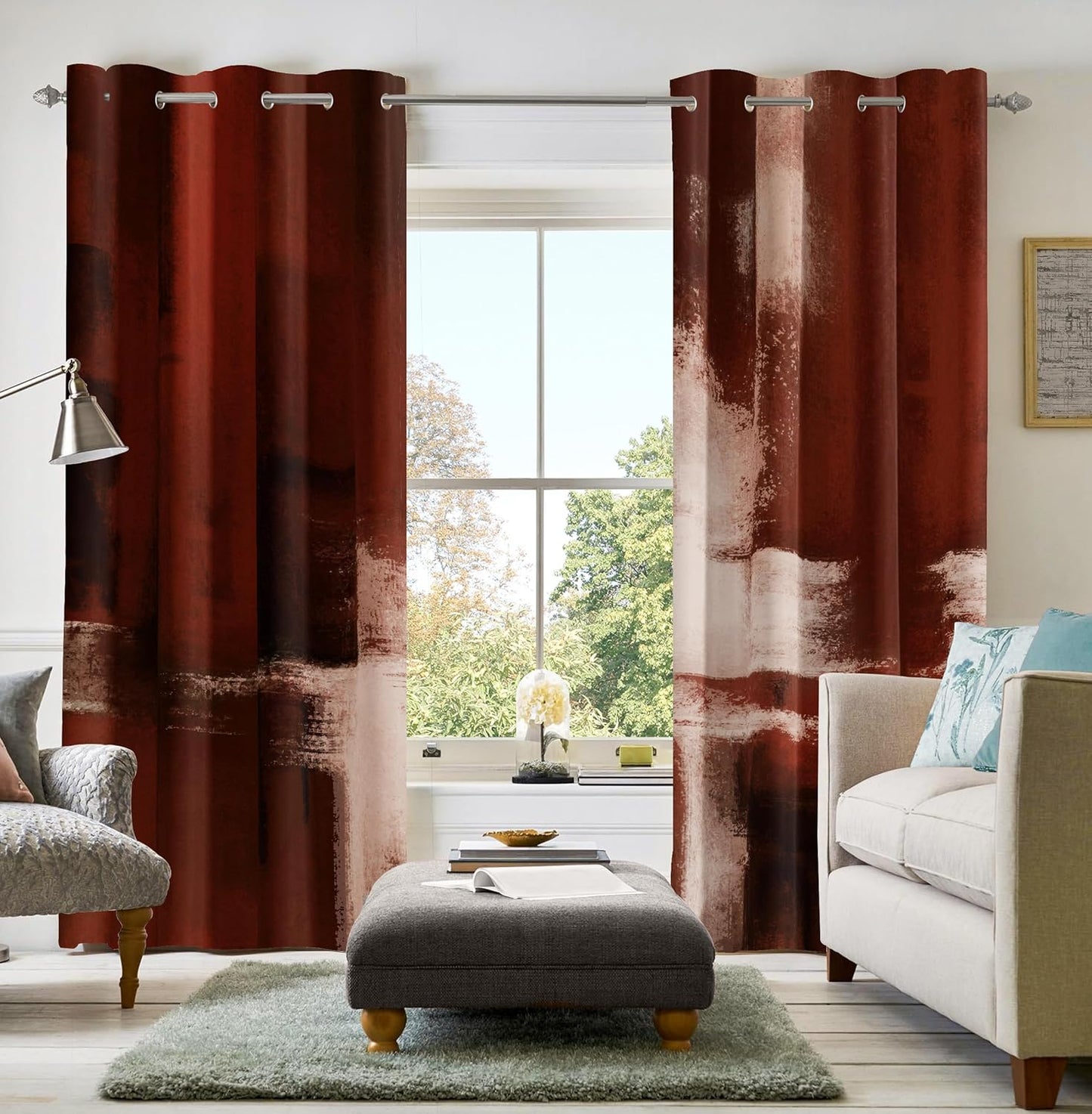 Asuexpect Red Curtains 2 Panels for Modern Room Darkening