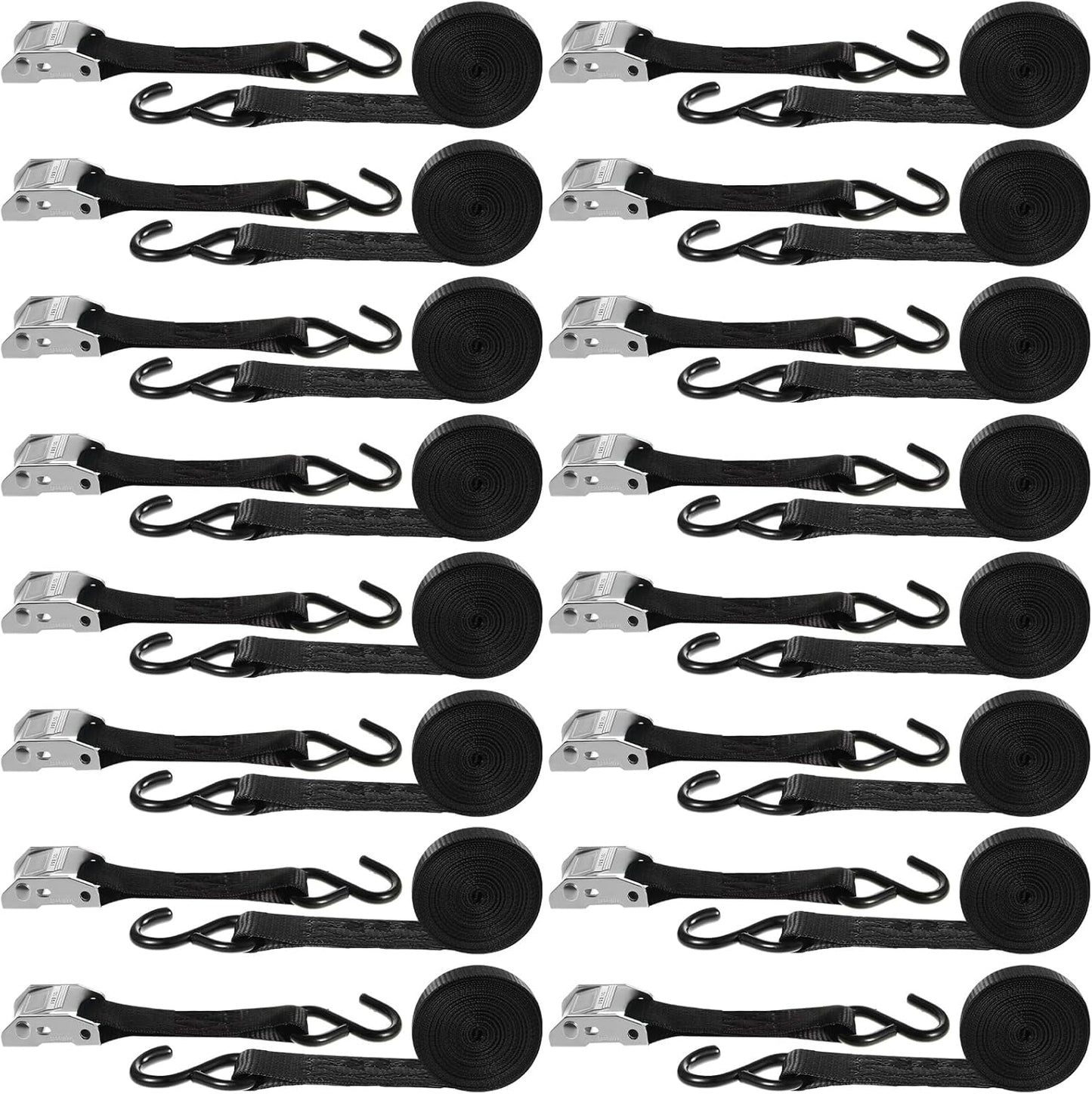 16 Pcs Cambuckle Tie Down Straps for Secure Cargo Transport