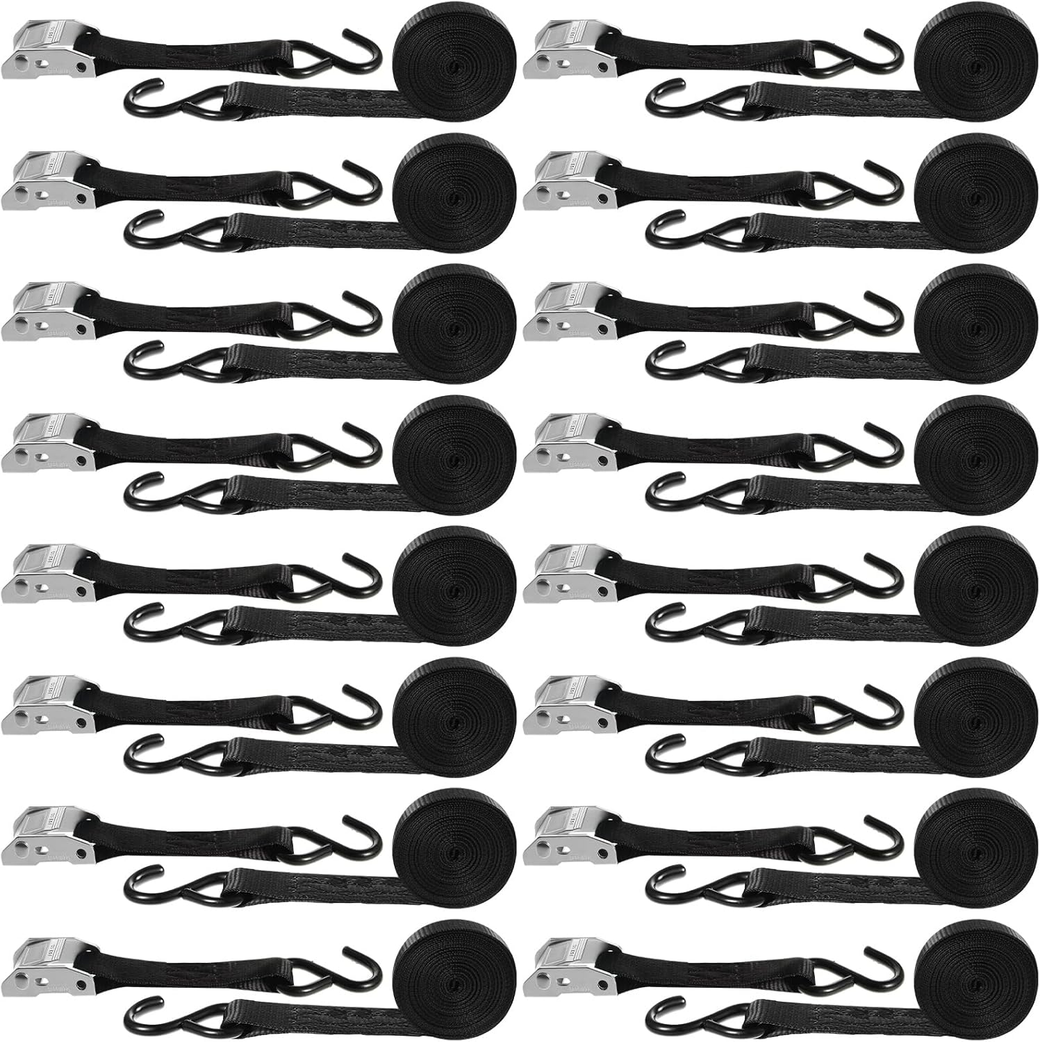 16 Pcs Cambuckle Tie Down Straps for Secure Cargo Transport