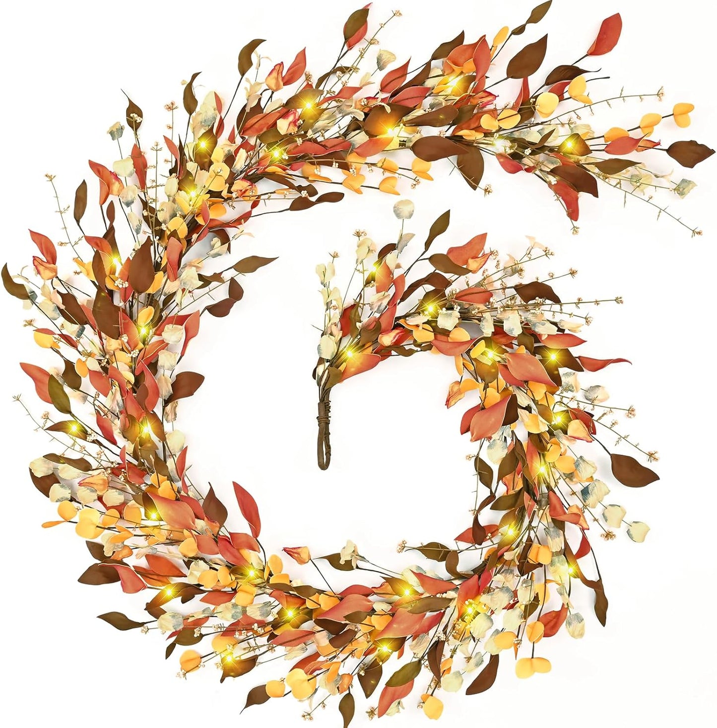 6FT Fall Garland with Lights for Autumn Decor and Thanksgiving